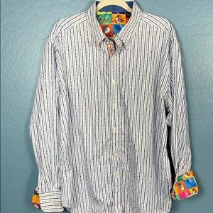 Robert Graham Mens 2XL Blue/White Geometric